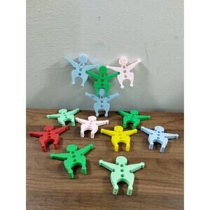Vtg Archer Plastic Interlocking Clowns Set Of 12
